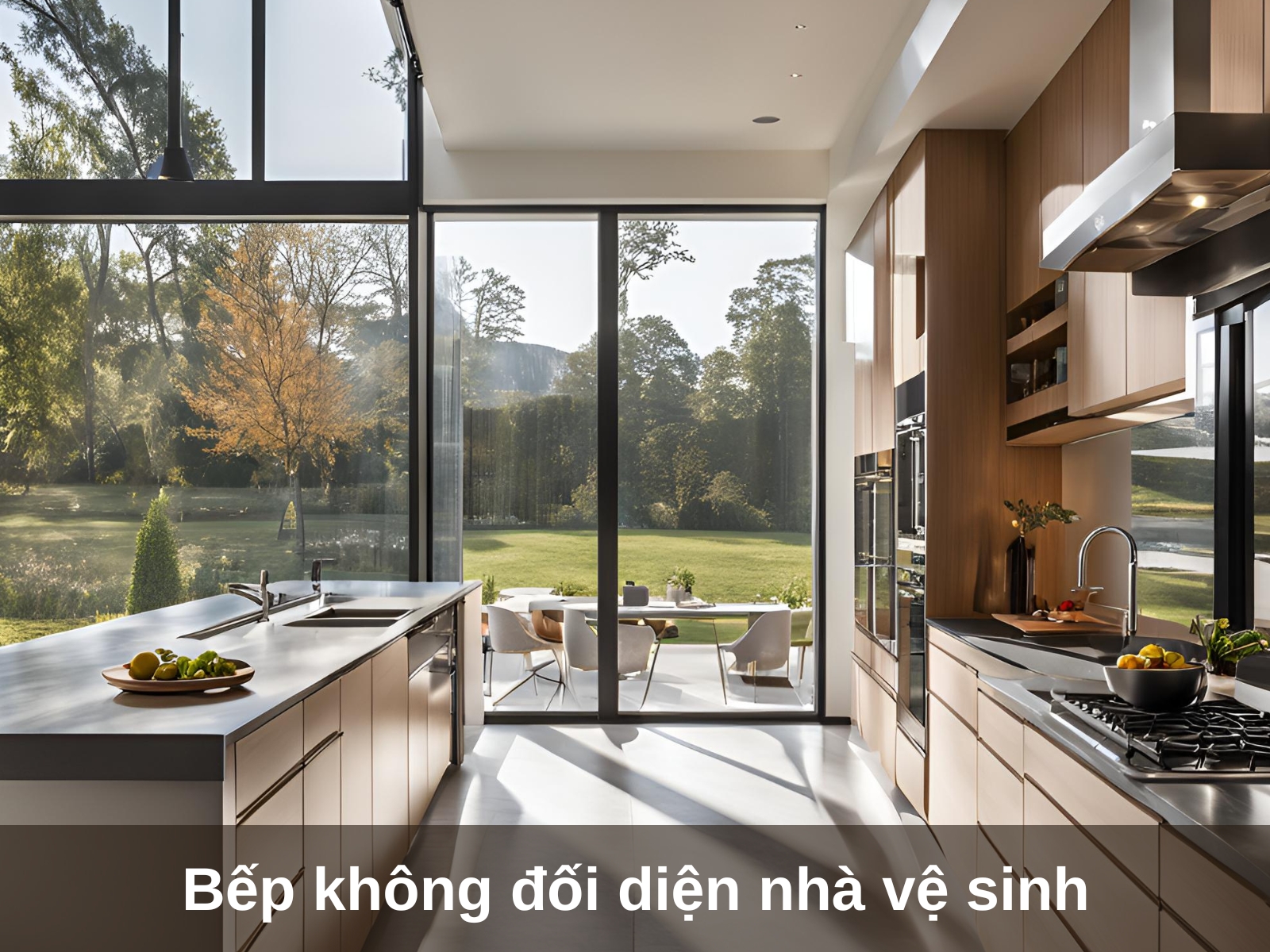 Tranh dat phong bep doi dien voi phong ve sinh
