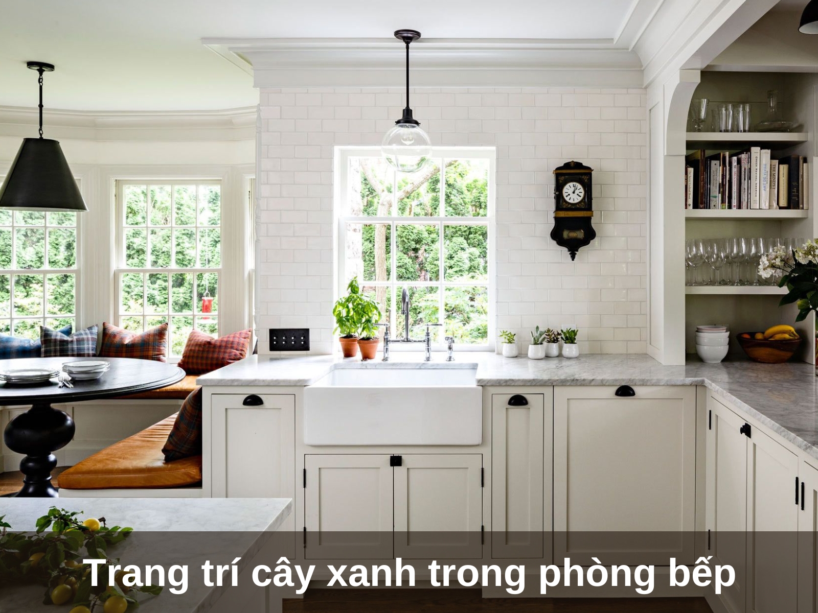 Xu huong trang tri cay xanh trong phong bep