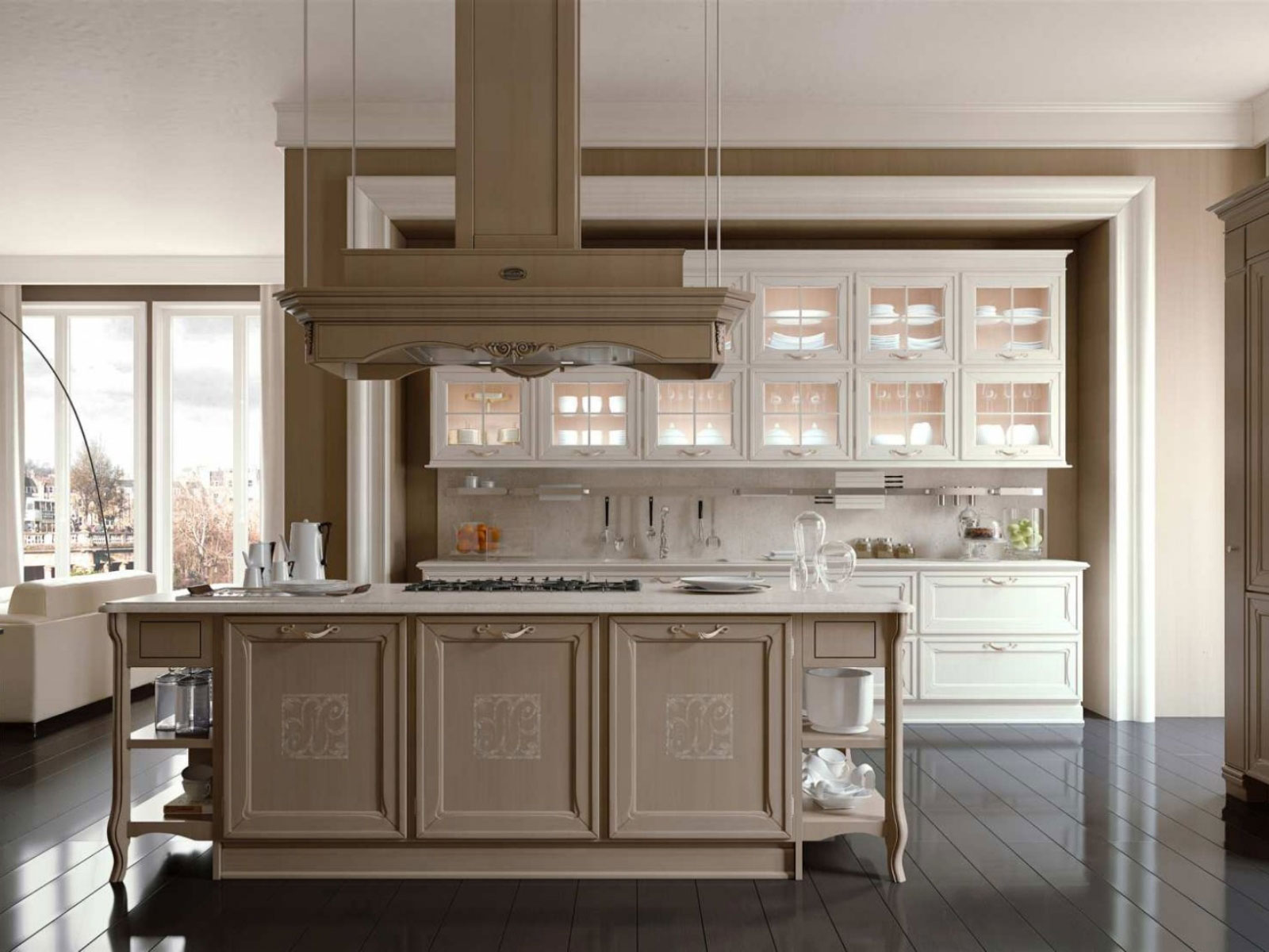decor bep tan co dien