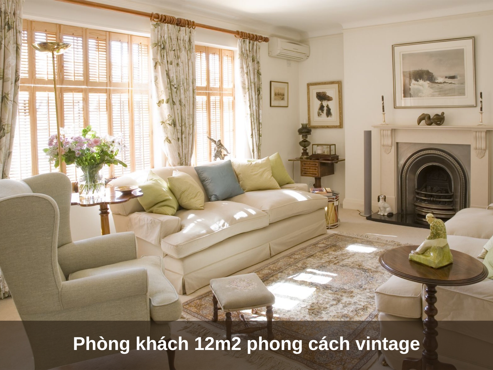 Phong khach 12m2 phong cach vintage