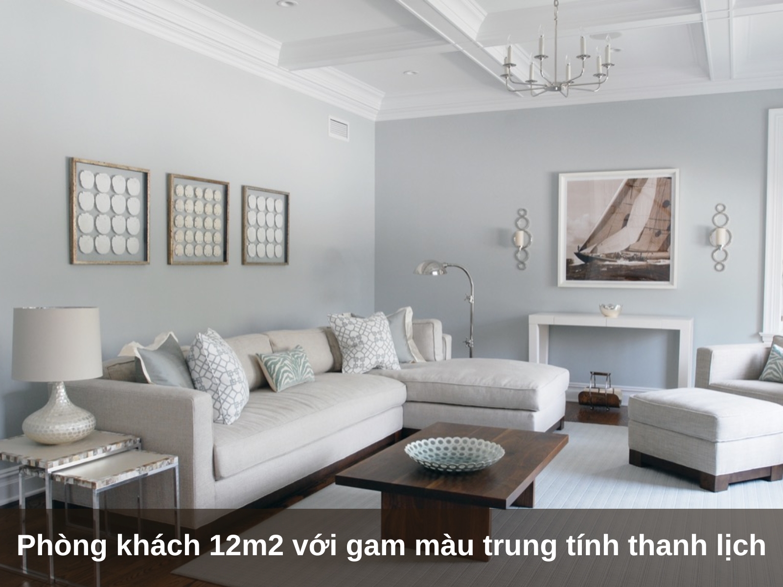 Phong khach 12m2 voi gam mau trung tinh thanh lich