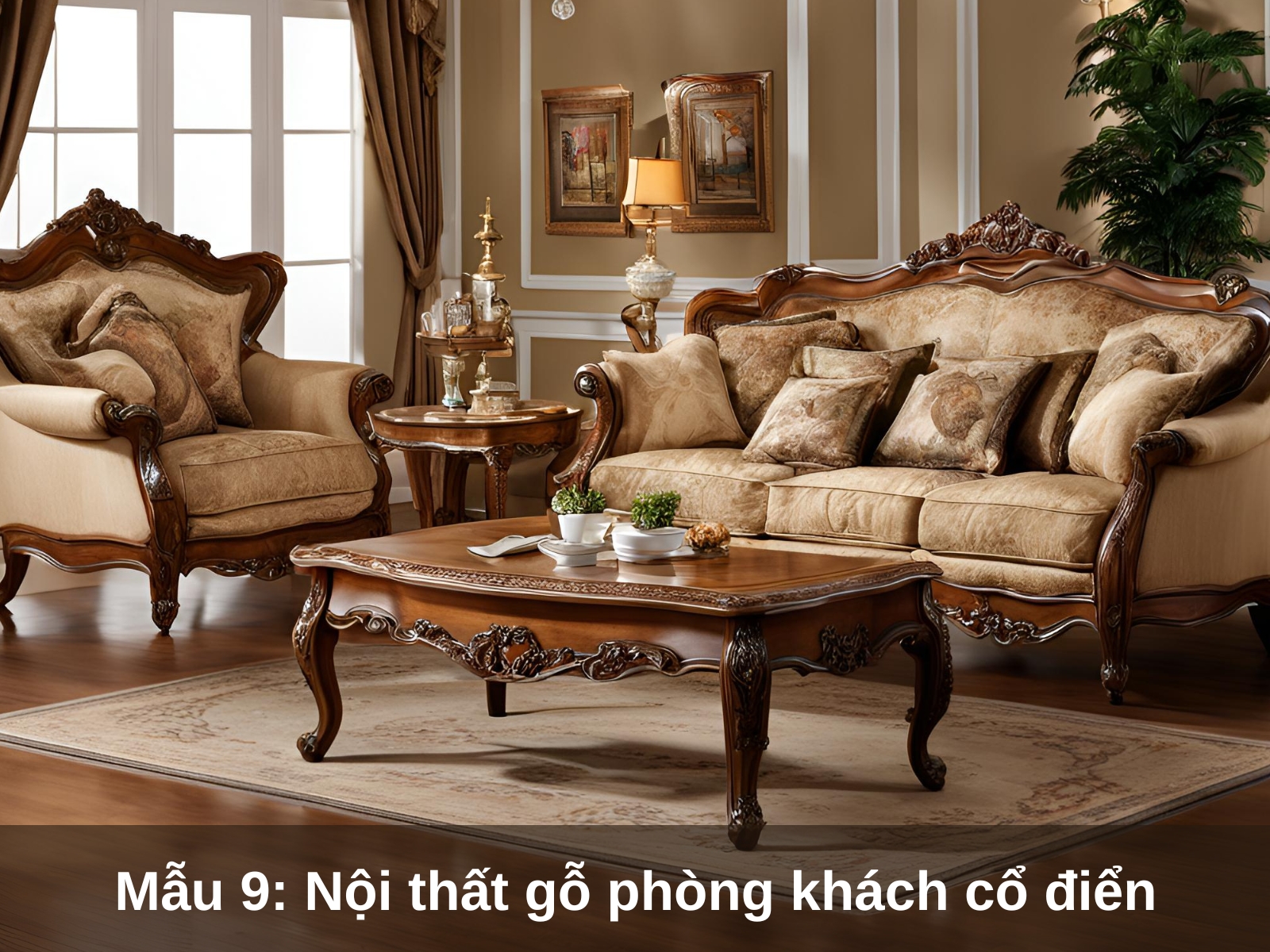 Mau 9 Noi that go cho phong khach phong cach co dien
