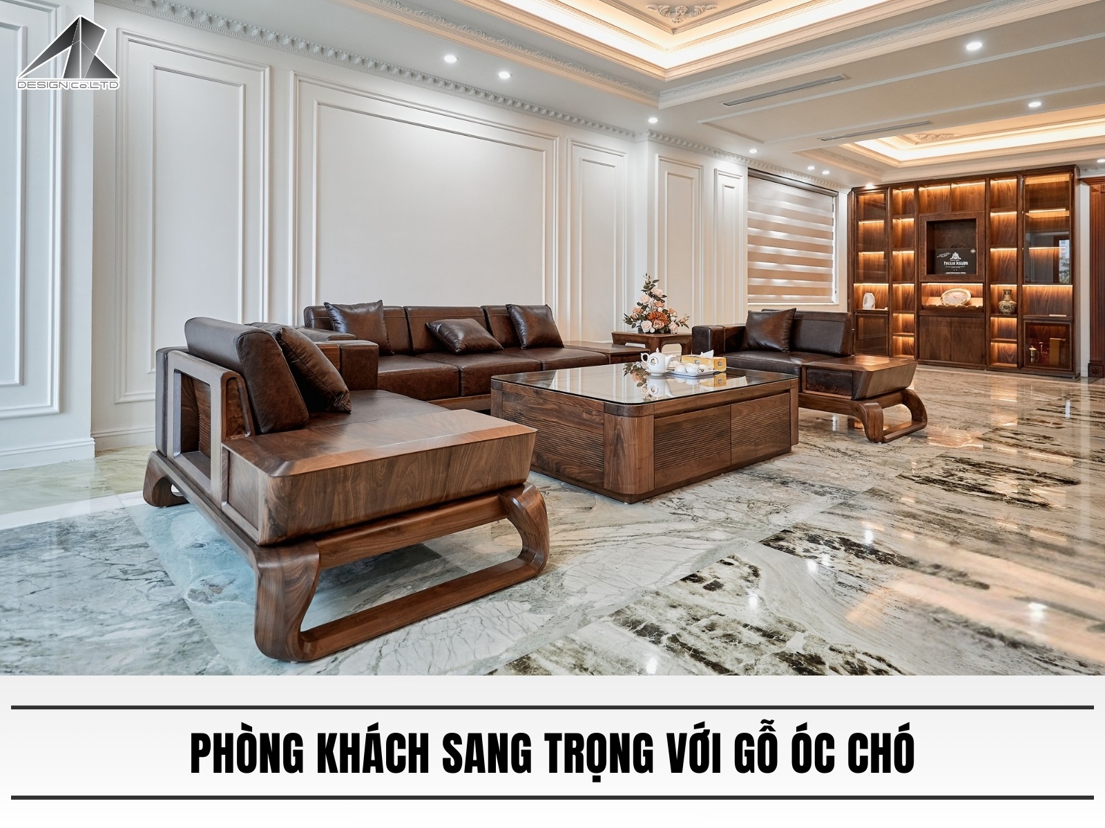 Phong khach sang trong voi go oc cho