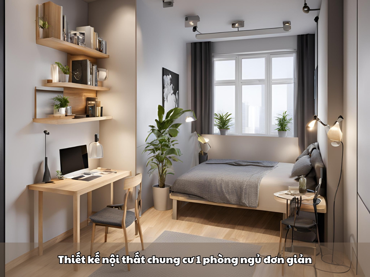 thiet ke noi that chung cu 1 phong ngu don gian