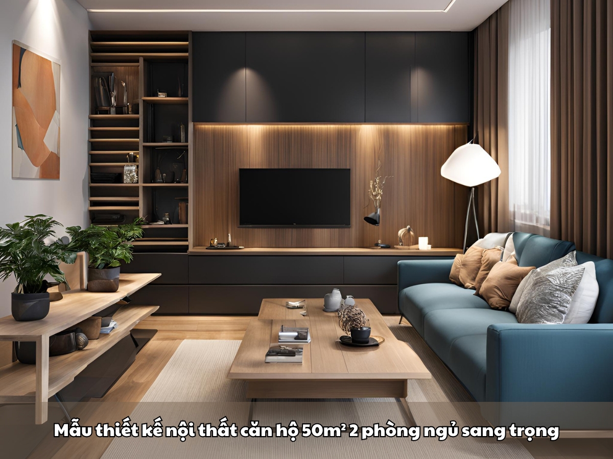 mau thiet ke noi that can ho 50m² 2 phong ngu sang trong