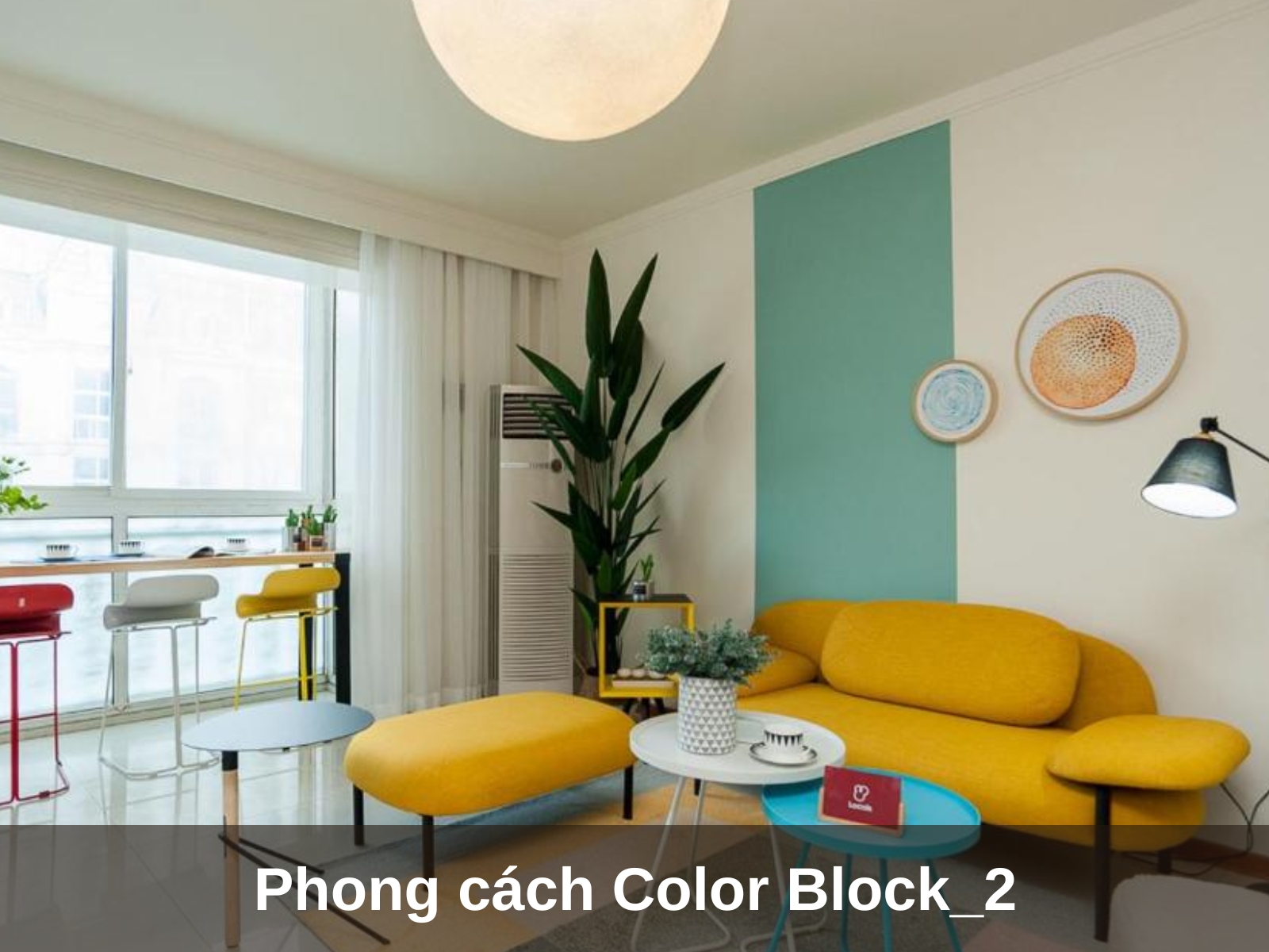 mau thiet ke noi that chung cu 100m2 phong cach color block