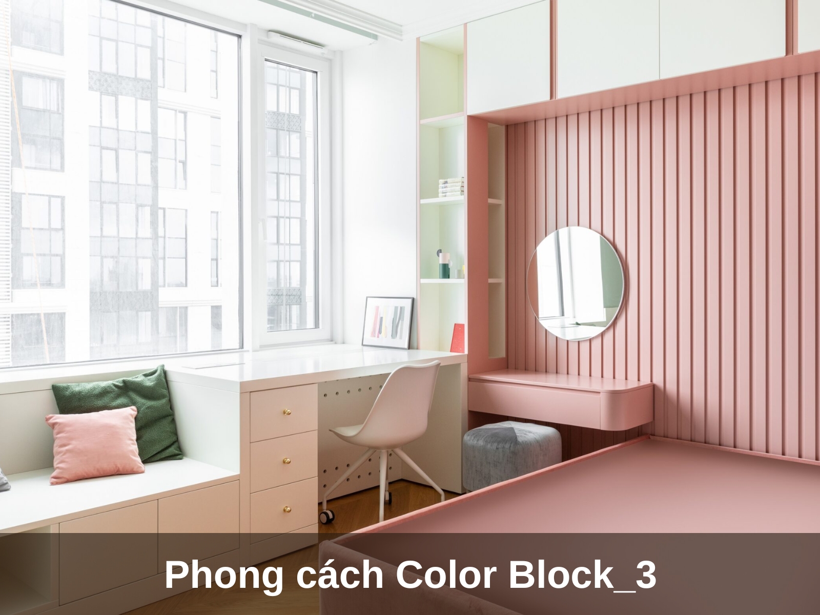mau thiet ke noi that chung cu 100m2 phong cach color block
