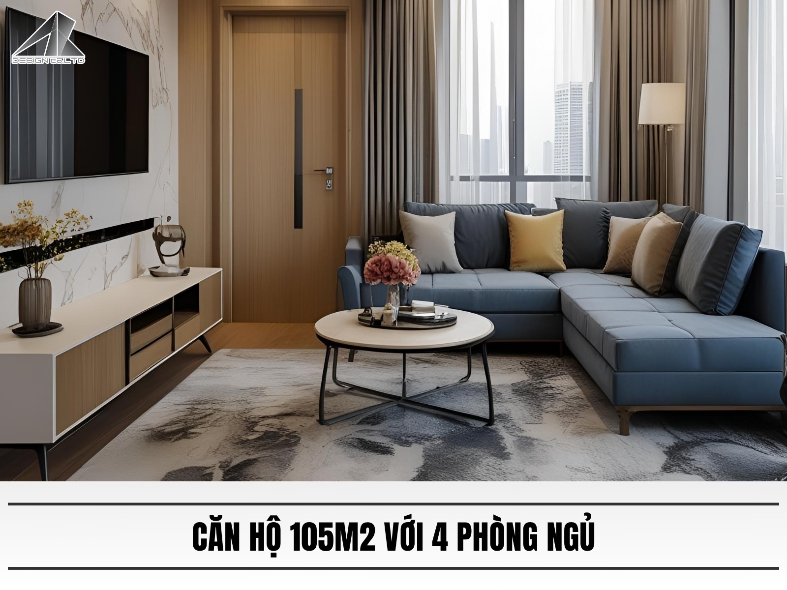 Phan chia can ho 105m2 voi 4 phong ngu