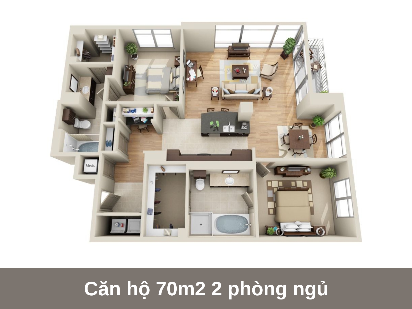 nhung mau thiet ke can ho chung cu 2 phong ngu theo dien tich