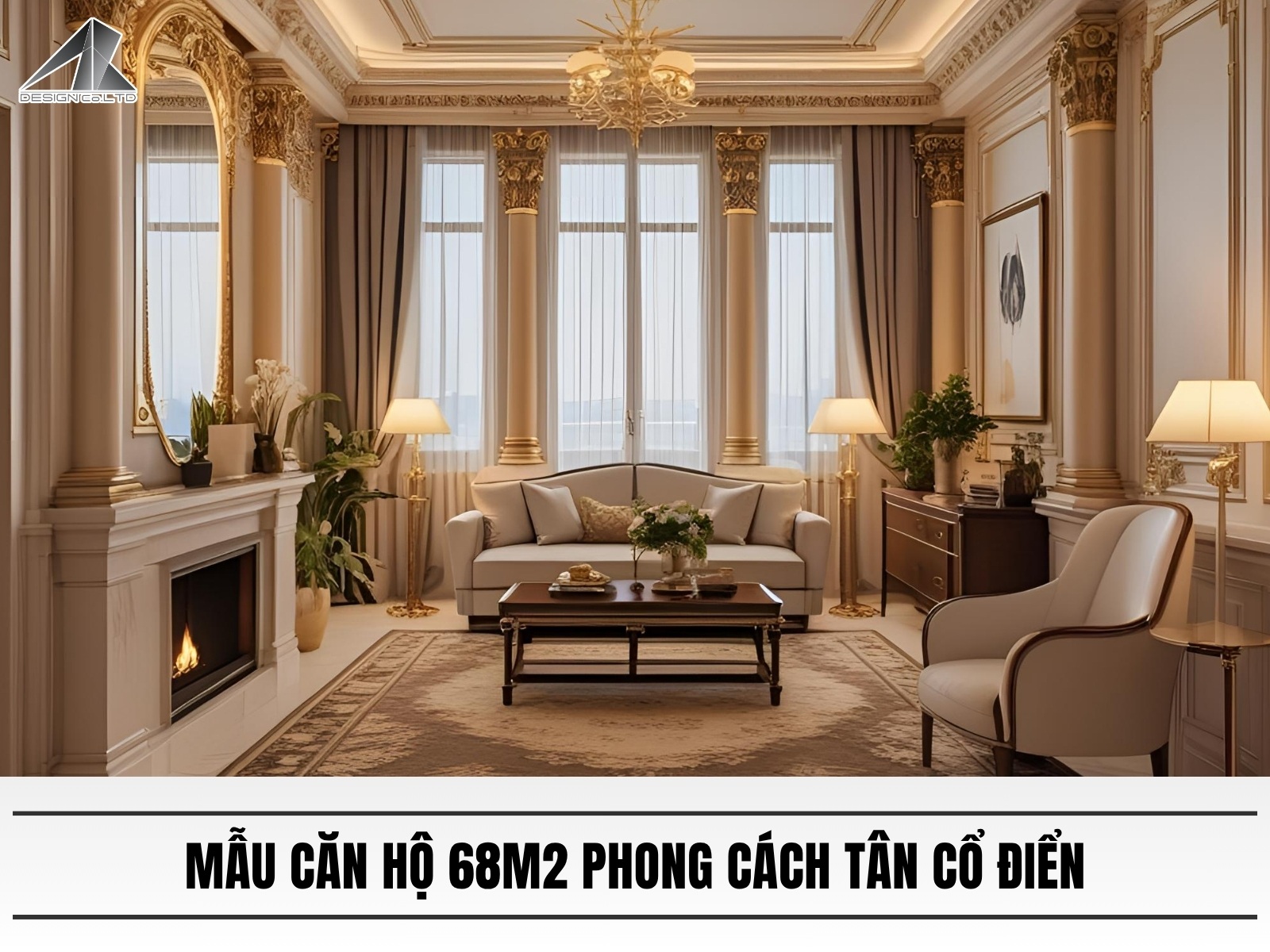 Mau thiet ke can ho 68m2 phong cach tan co dien