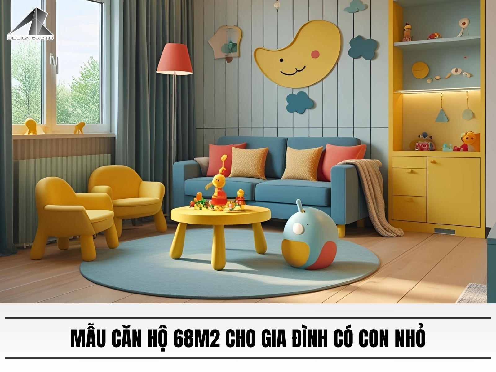 Mau thiet ke can ho 68m2 cho gia dinh co con nho