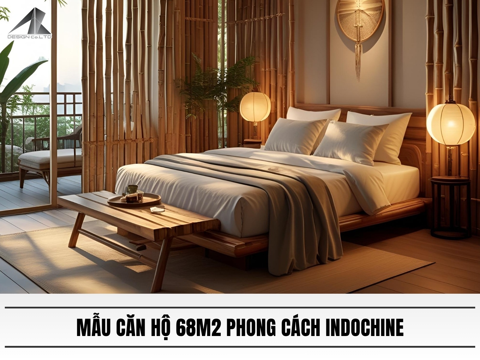 Mau thiet ke can ho 68m2 phong cach Indochine