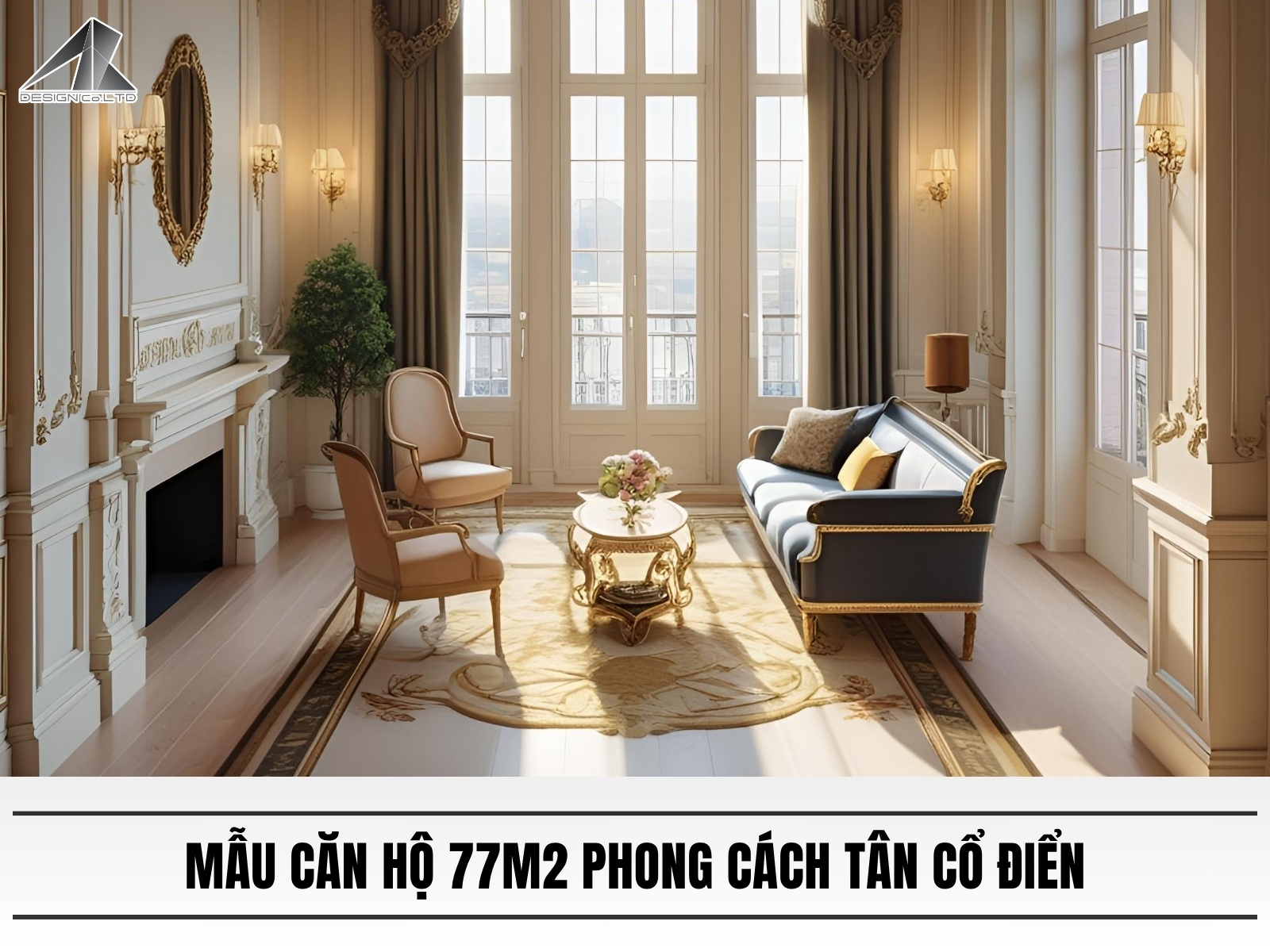 Mau thiet ke can ho 77m2 phong cach tan co dien