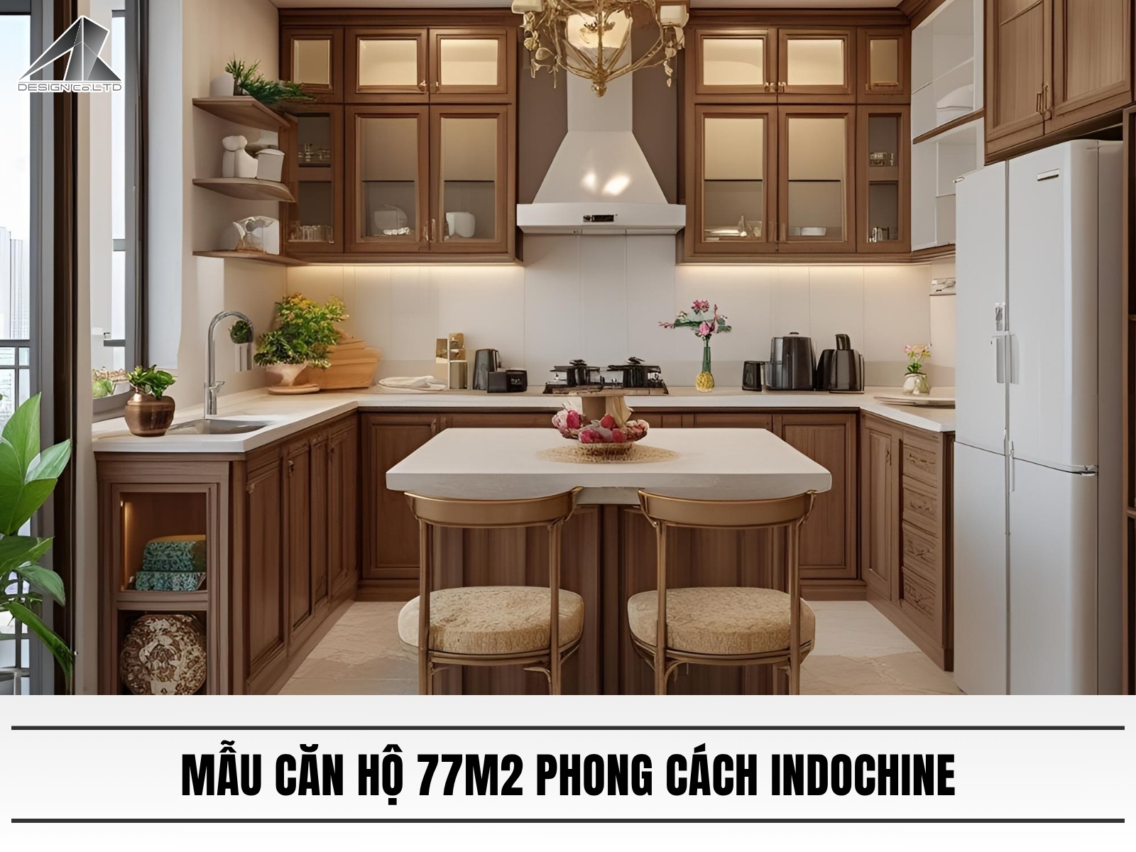 Mau thiet ke can ho 77m2 phong cach Indochine