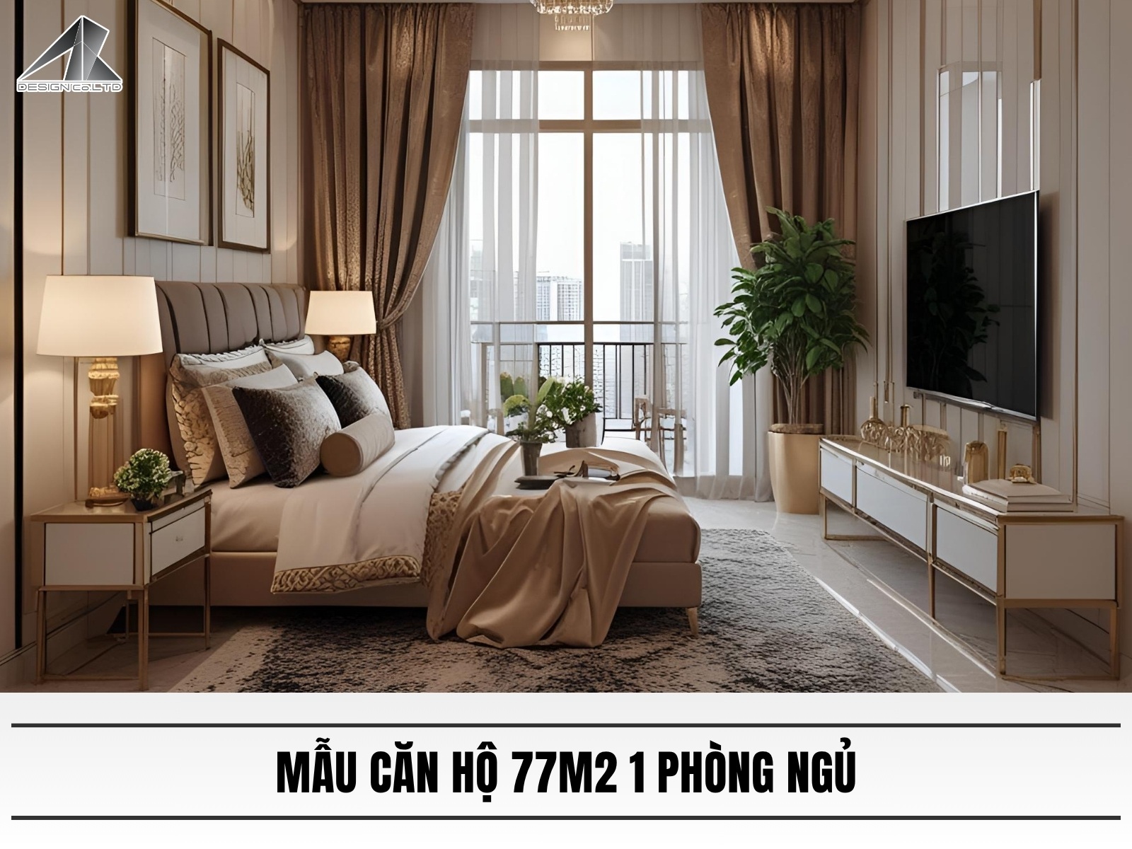 Mau thiet ke can ho 77m2 1 phong ngu