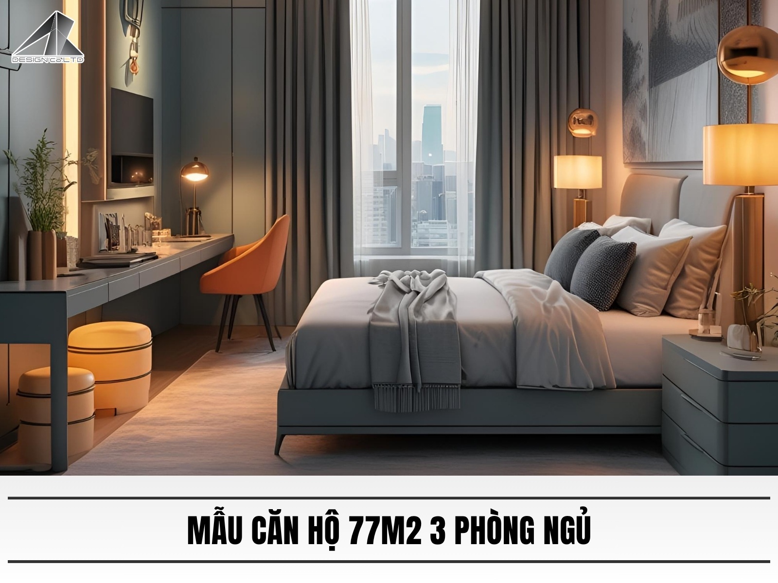 Mau thiet ke can ho 77m2 3 phong ngu