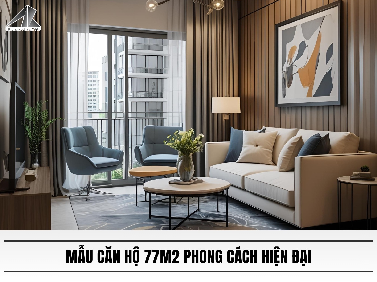Mau thiet ke can ho 77m2 phong cach hien dai