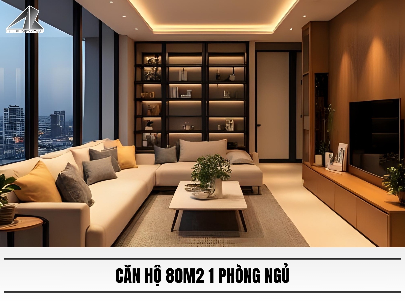 Thiet ke can ho 80m2 1 phong ngu