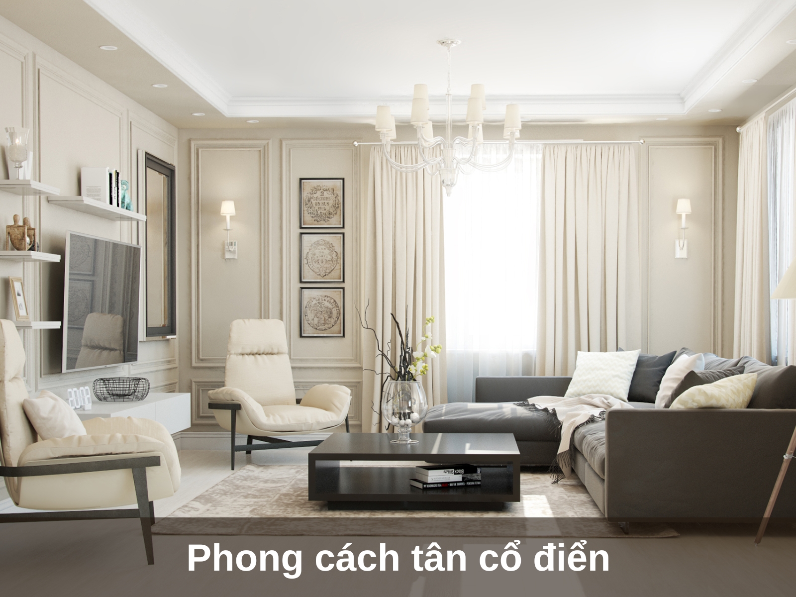 phong cach thiet ke can ho 90m2 tan co dien