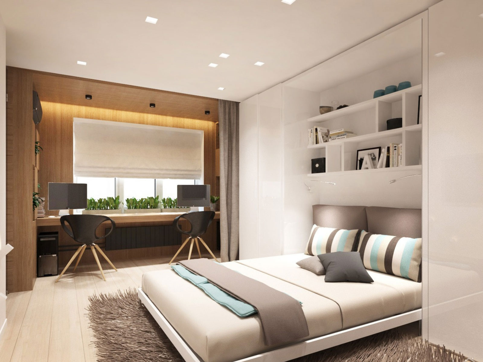thiet ke phong ngu 9m2 phong cach hien dai