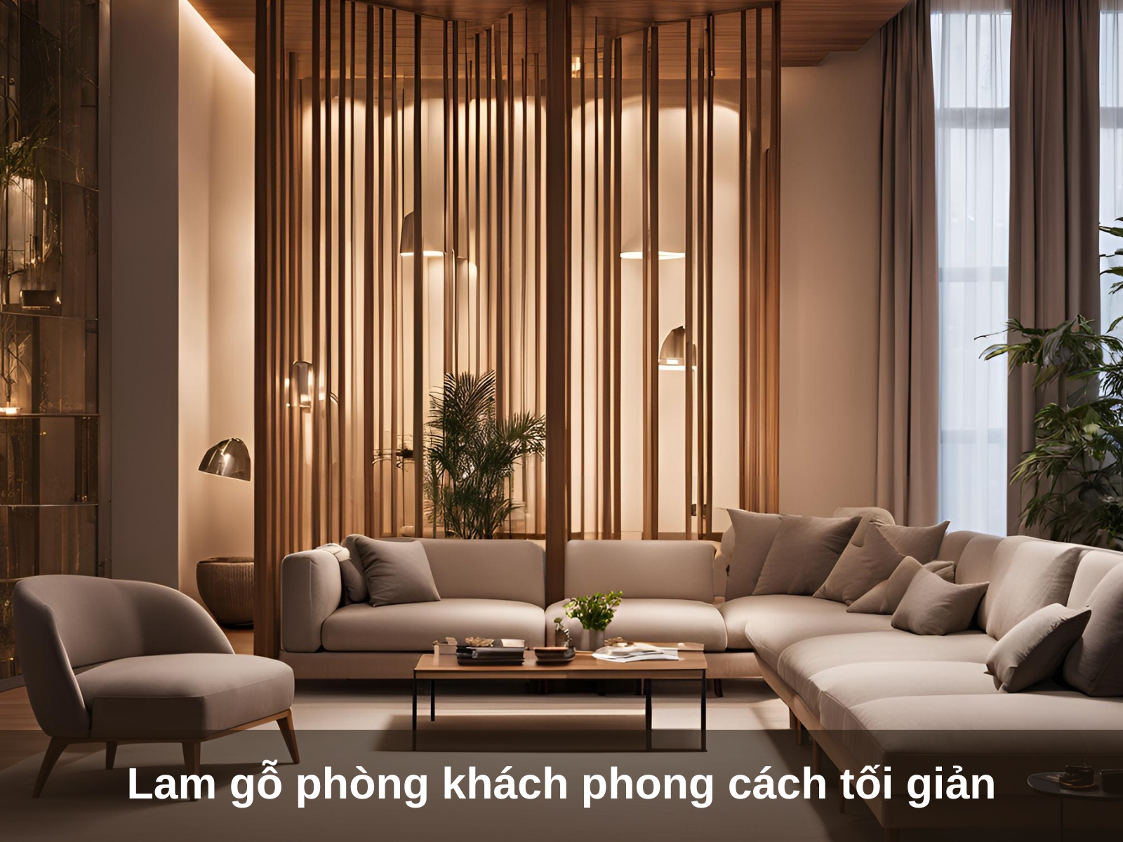 Lam go phong khach phong cach toi gian