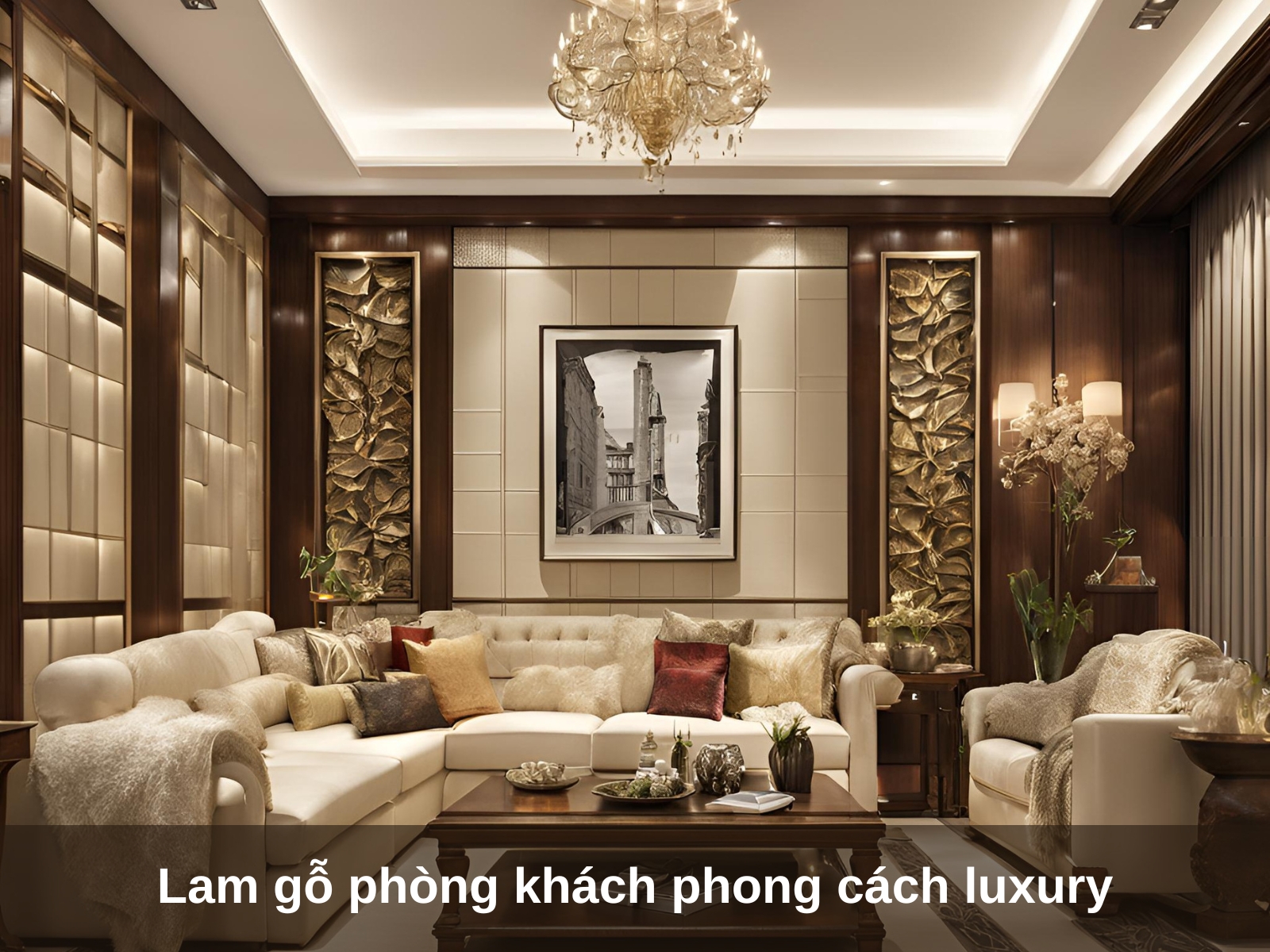 Lam go phong khach phong cach luxury