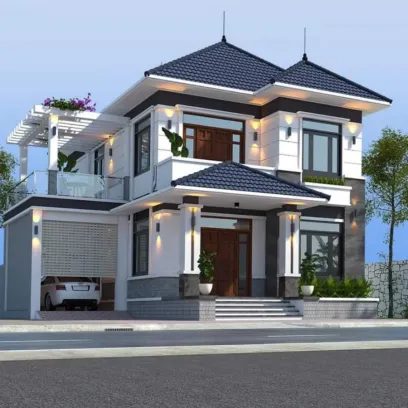 Mẫu nhà mái Nhật sang trọng hiện đại