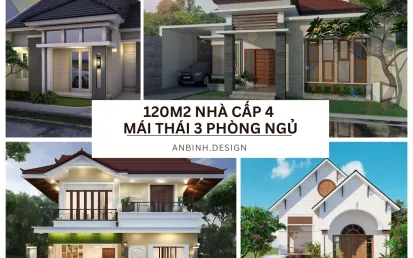 Mẫu 120m2 Nhà Cấp 4 Mái Thái 3 Phòng Ngủ Đẹp