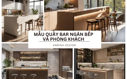 Mẫu Quầy Bar Ngăn Bếp Và Phòng Khách Tiện Lợi