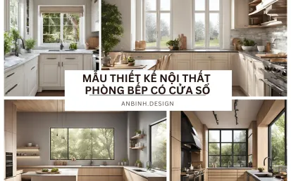 Mẫu thiết kế nội thất phòng bếp có cửa sổ thoáng mát