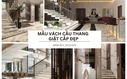 Mẫu Vách Cầu Thang Giật Cấp Đẹp