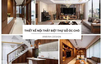 Mẫu thiết kế nội thất biệt thự gỗ óc chó