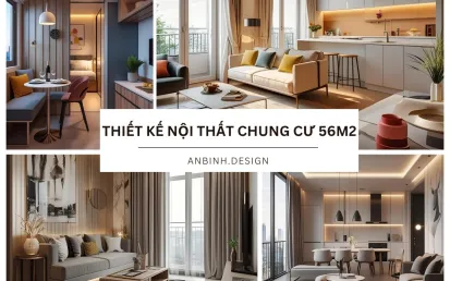 Mẫu thiết kế nội thất chung cư 56m2 thông minh