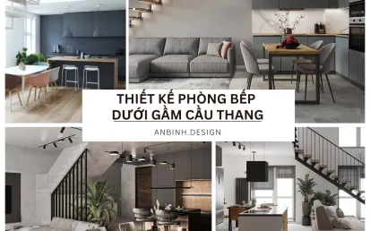 Thiết kế nội thất phòng bếp dưới gầm cầu thang