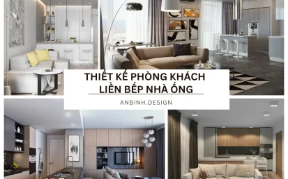 Mẫu thiết kế nội thất phòng khách liền bếp nhà ống độc đáo
