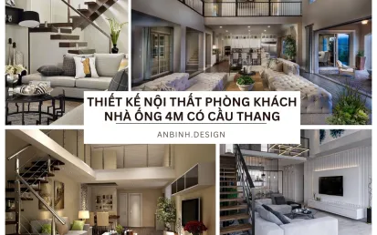 Thiết Kế Nội Thất Phòng Khách Nhà Ống 4m Có Cầu Thang